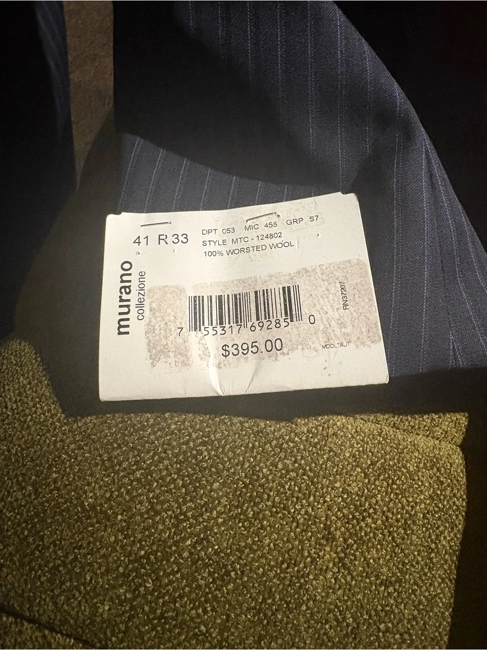 Murano Navy Pinstripe Suit Jacket with Red Tie